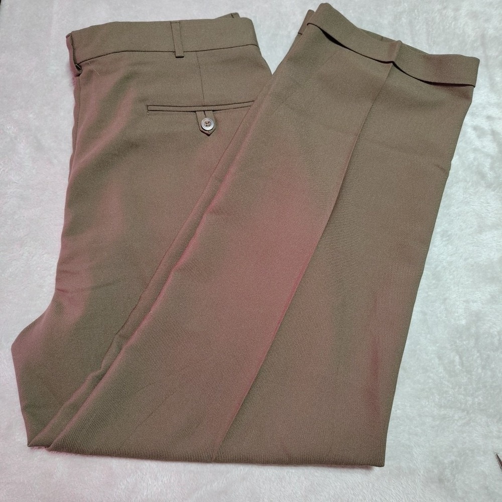 Slates Dress Pants Men 36/29.5 Brown Business Cuffed Pleated Classic‎ Work
